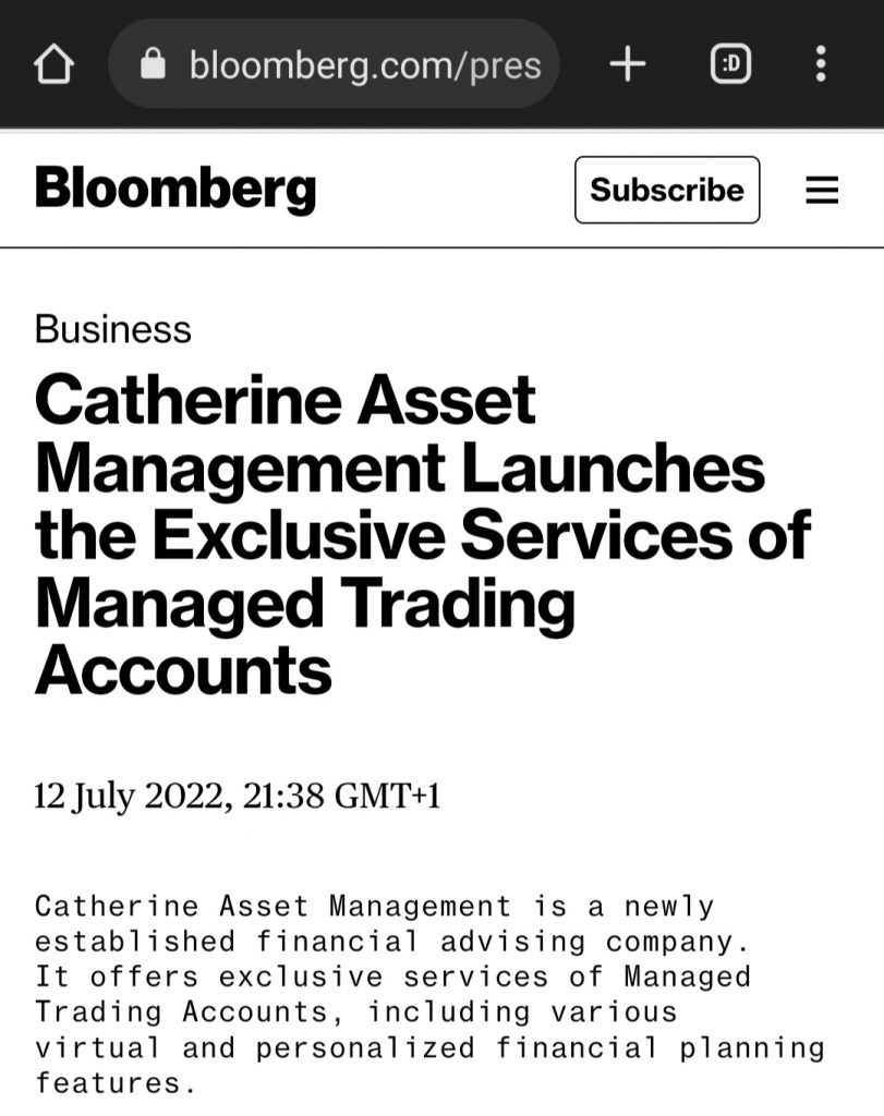 Catherine Asset Management Launches the Exclusive Services of Managed Trading Accounts